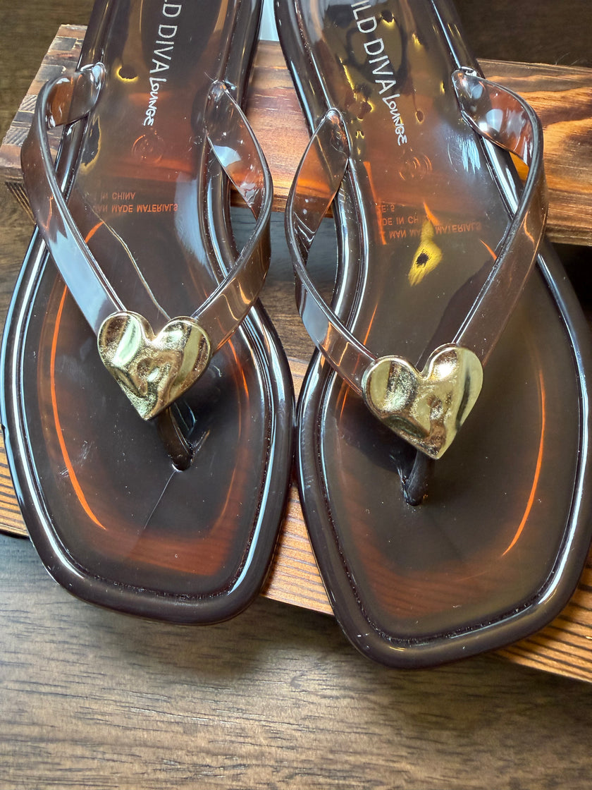 Golden Heart Jelly Sandals