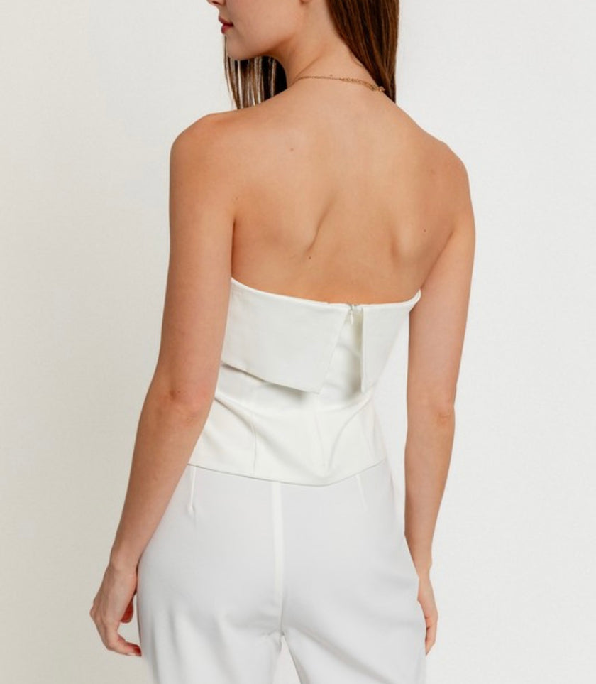 STRAPLESS FOLDED TOP & HIGH WAISTED PANTS