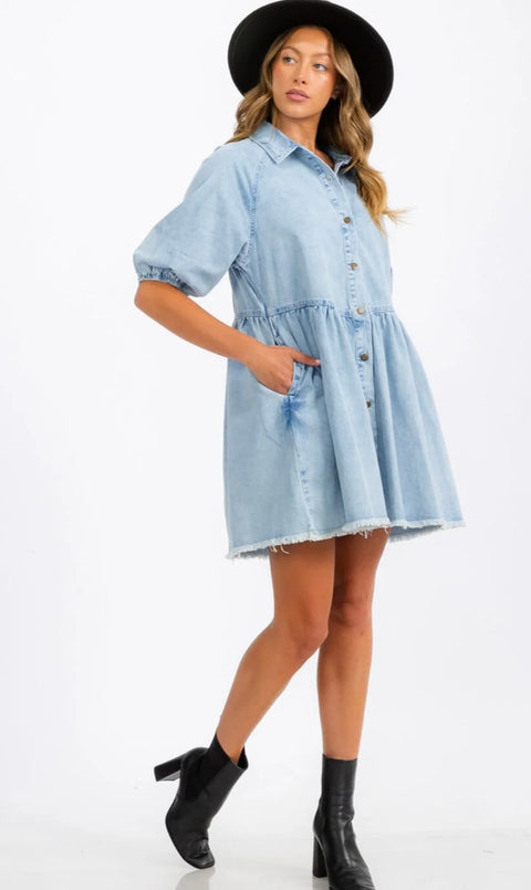Leah Denim Mini Dress