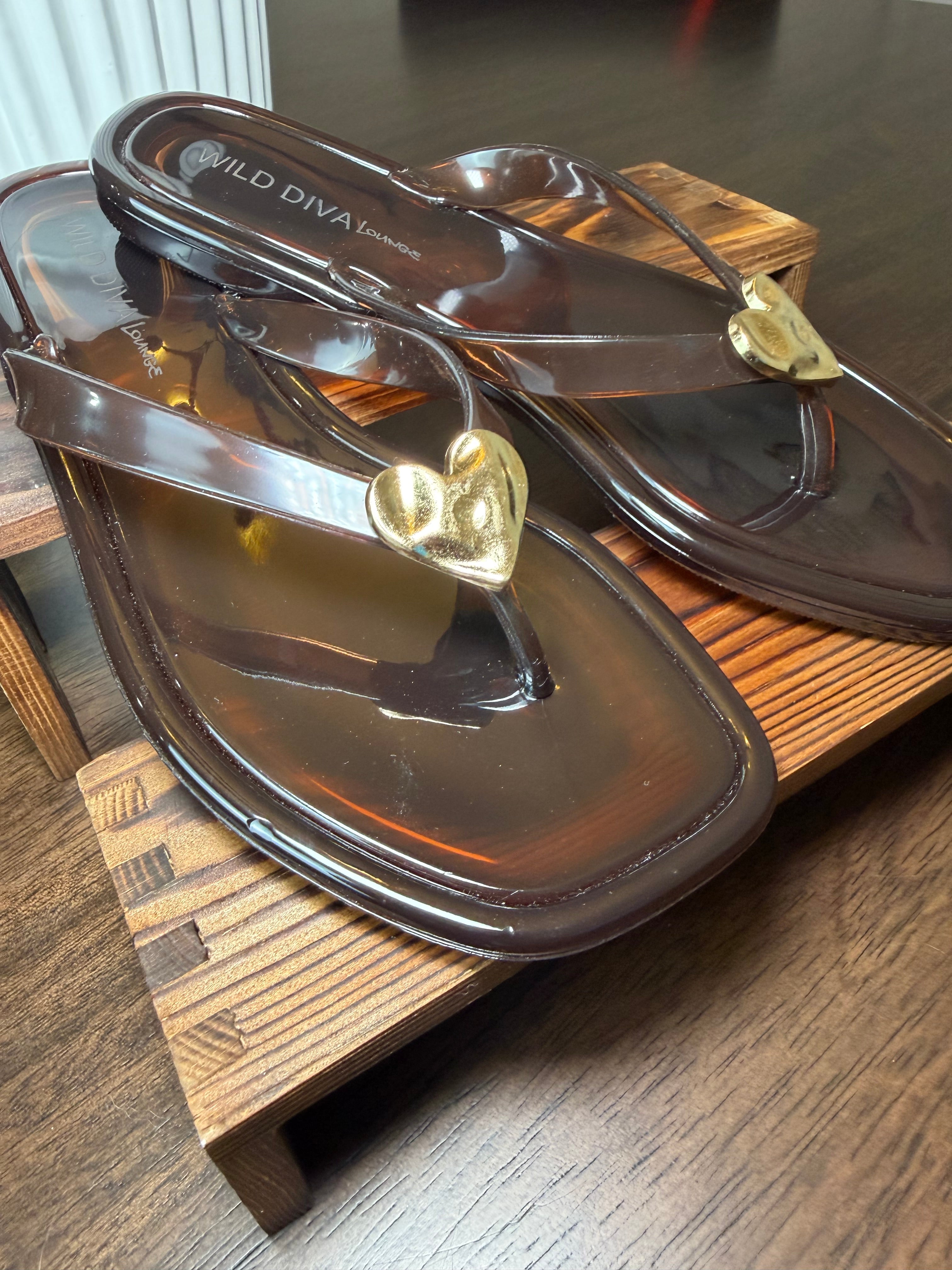 Golden Heart Jelly Sandals