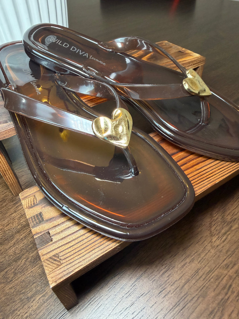 Golden Heart Jelly Sandals