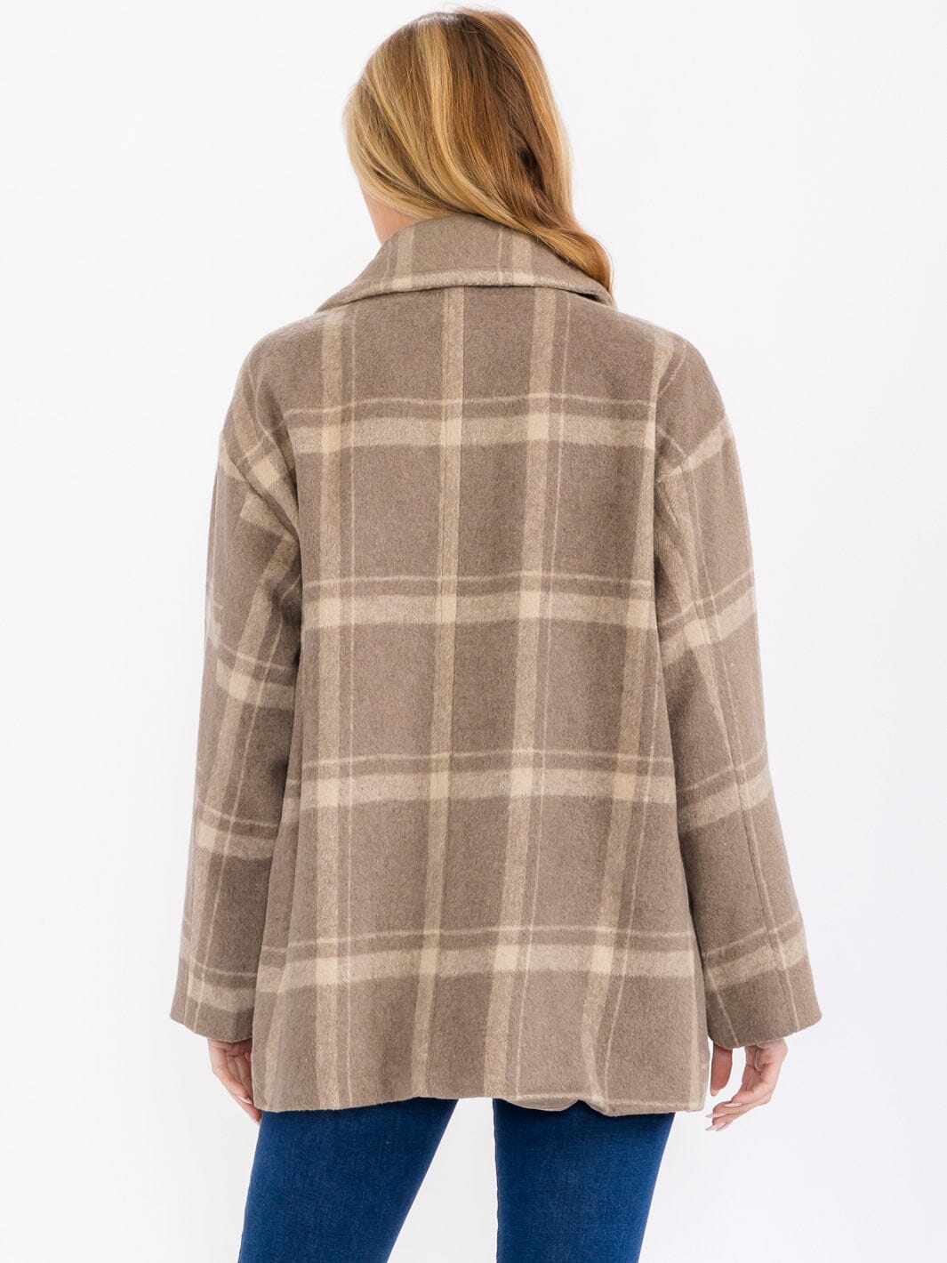 MARGOT BUTTON CLOSURE FRONT POCKETS PLAID COAT