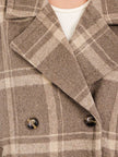 MARGOT BUTTON CLOSURE FRONT POCKETS PLAID COAT