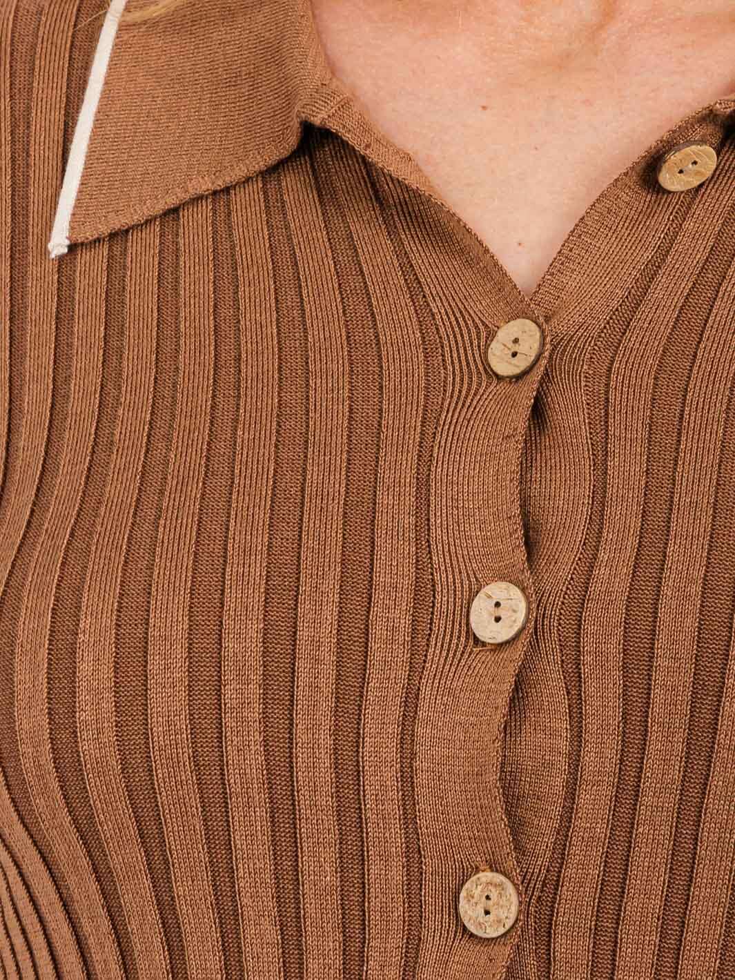 SARAH BUTTON UP RIBBED BLOUSE TOP