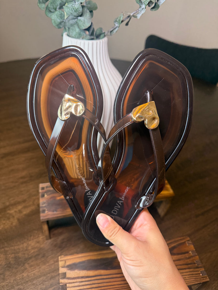 Golden Heart Jelly Sandals