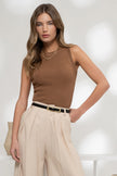 Coffee Round Neck Top