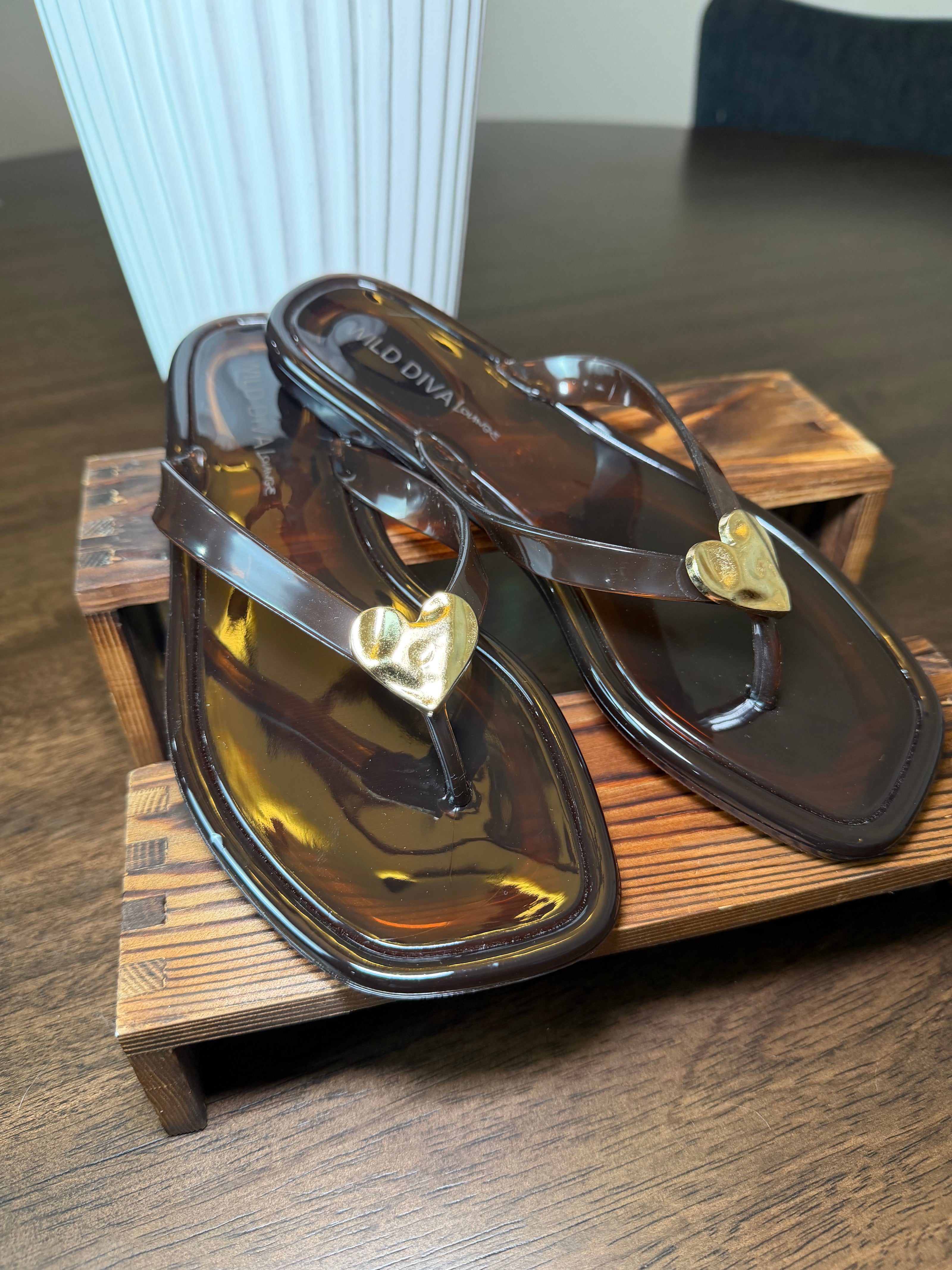 Golden Heart Jelly Sandals