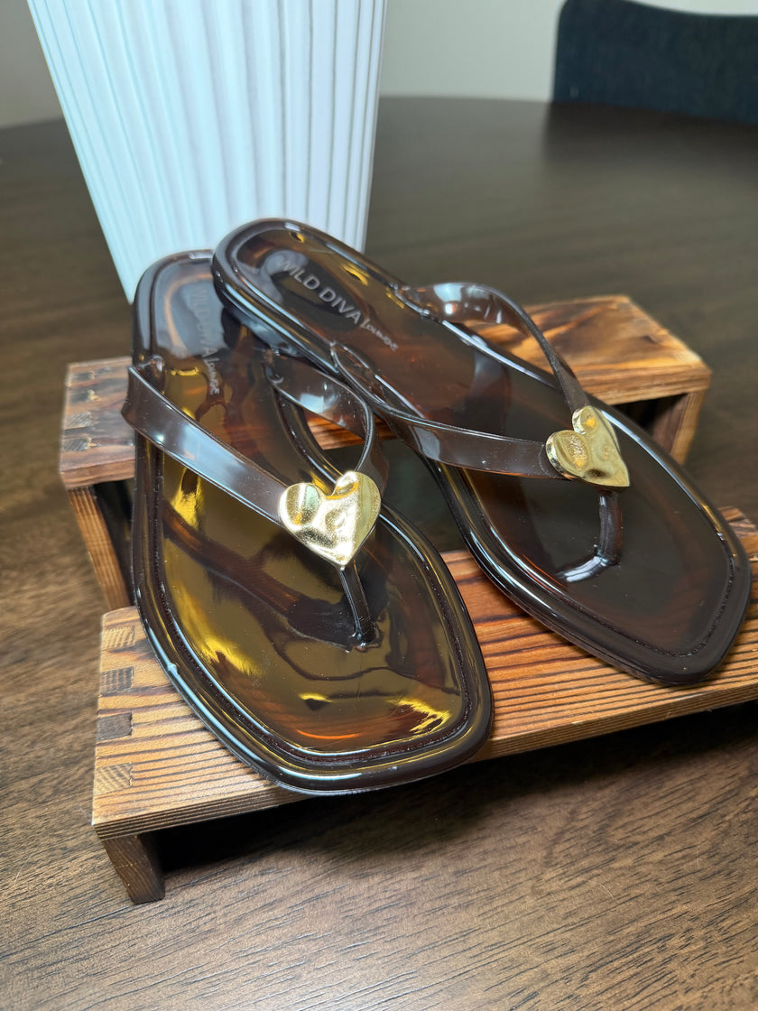 Golden Heart Jelly Sandals