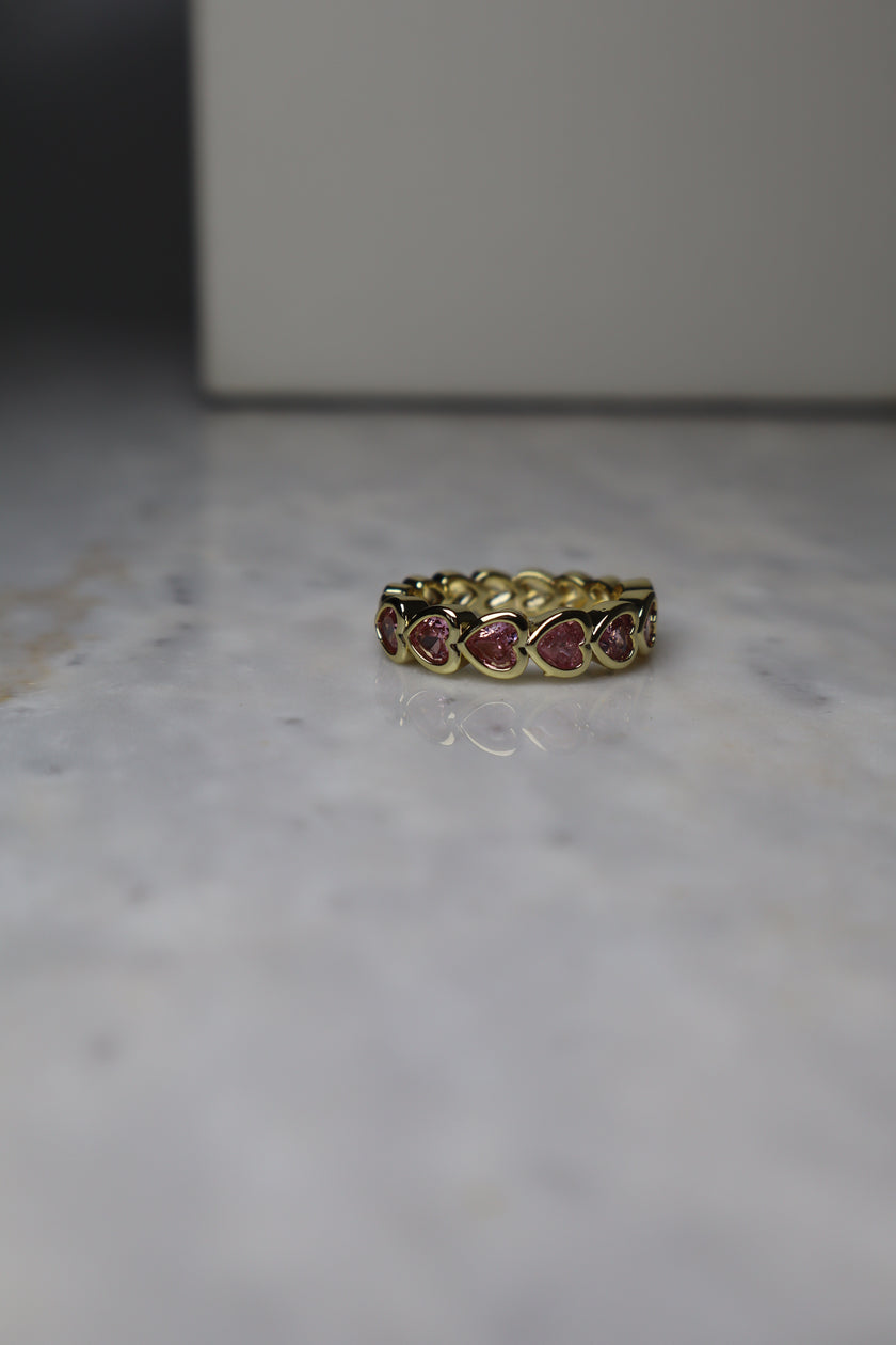 GOLD PLATED PINK STONE RINGS
