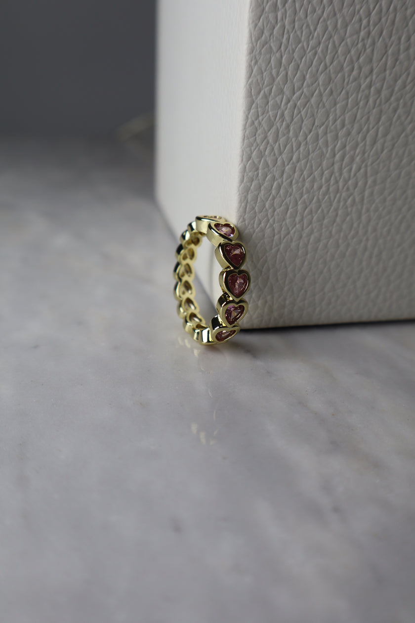 GOLD PLATED PINK STONE RINGS